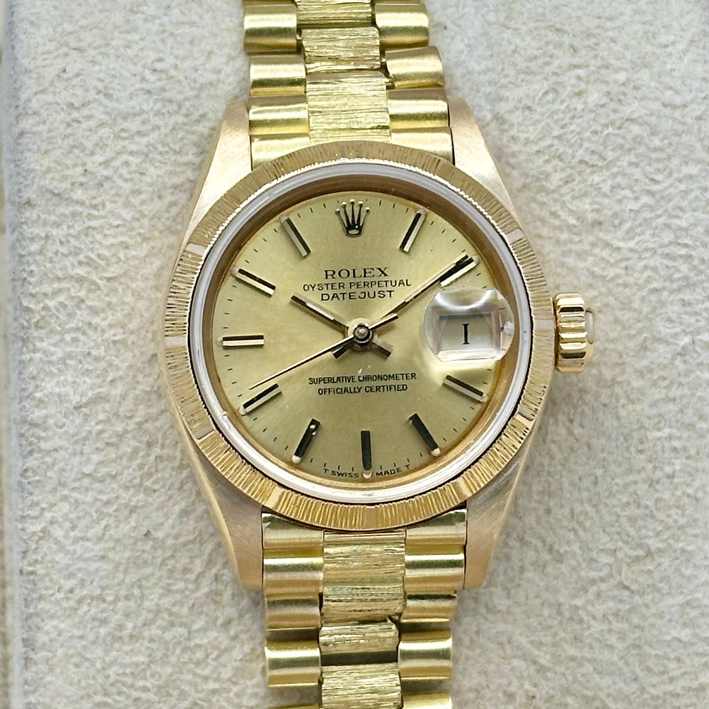 Lady-Datejust 26 Champagne Bark President 18K Yellow Gold Ref 69278