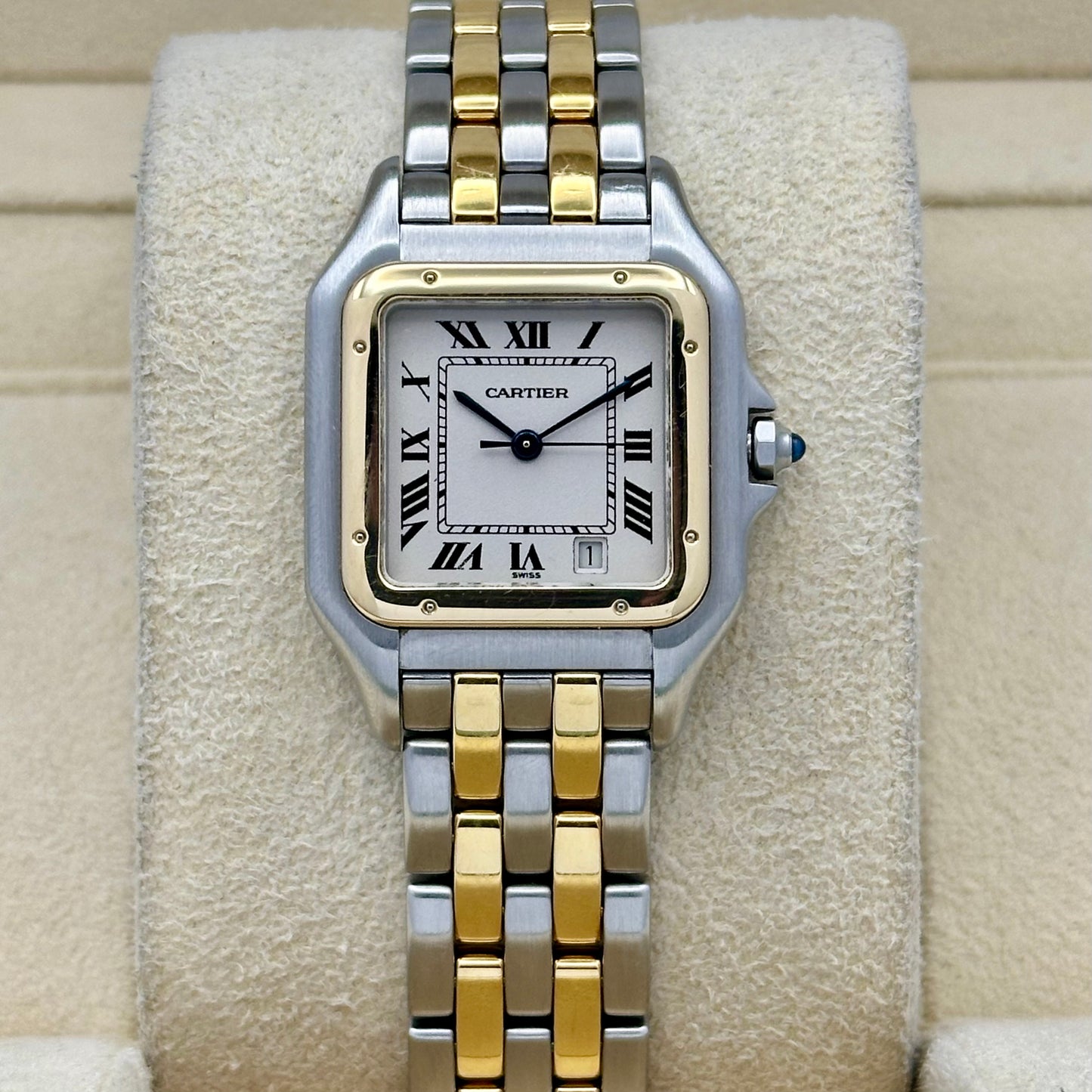 Panthére Medium Two Row 18K Yellow Gold White Romans Ref 1100