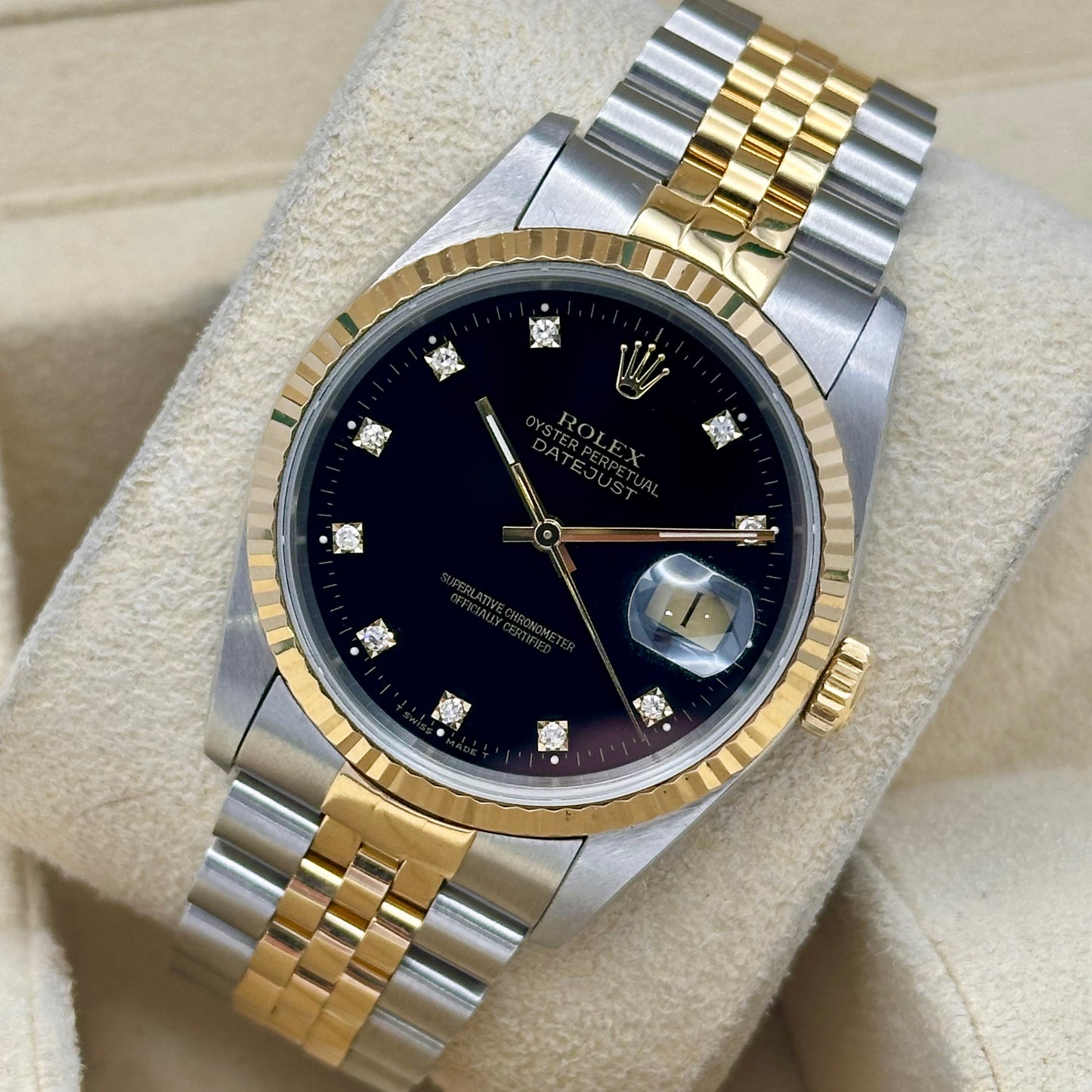 (ON HOLD) Datejust 36 Black Diamond 18K Yellow Gold Ref 16233