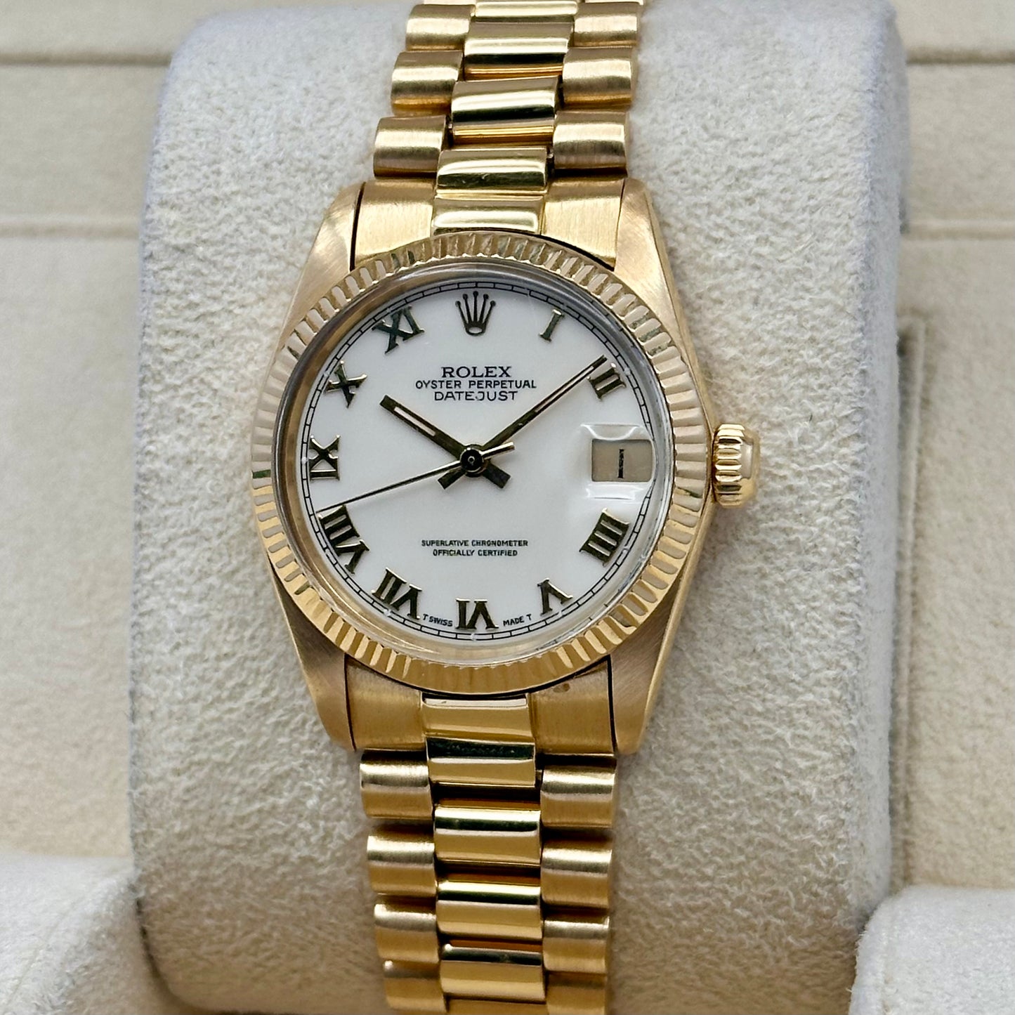 Datejust 31 White Romans 18K Yellow Gold Presidential Ref 6824 1979