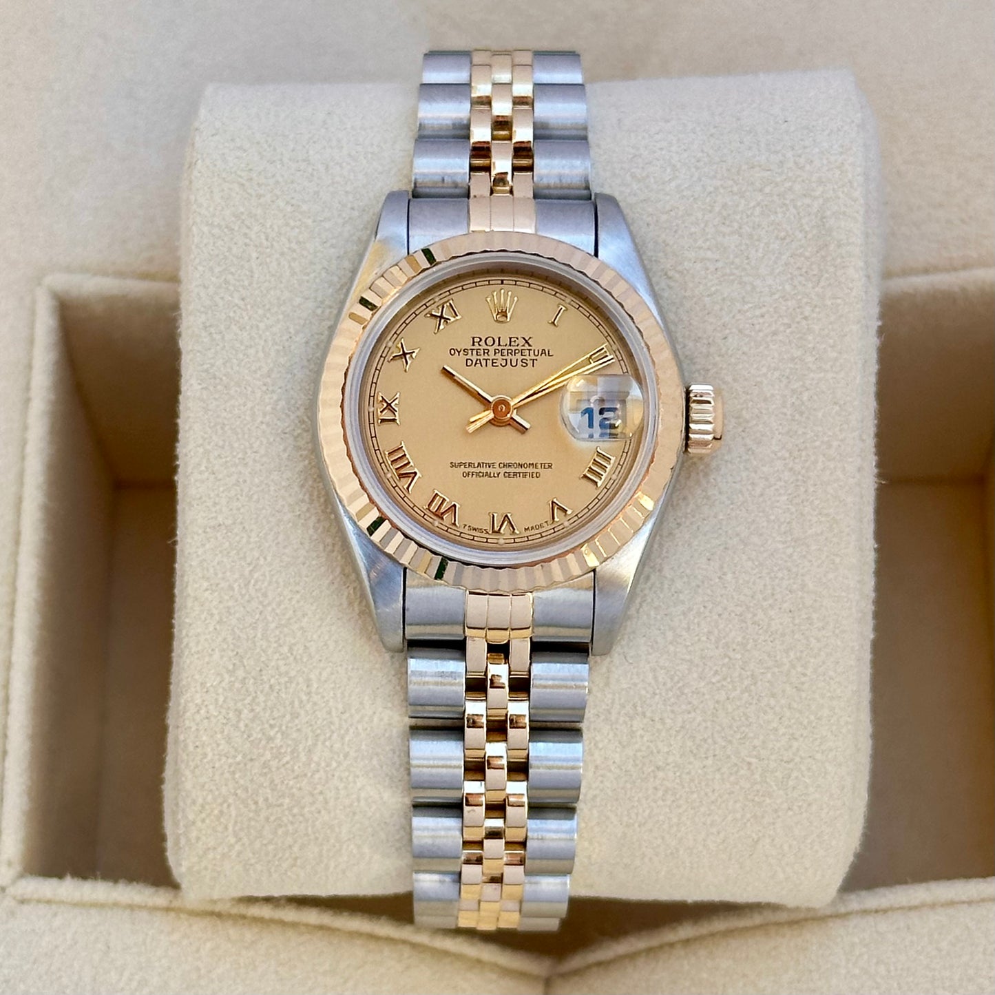 Lady-Datejust 26 Two Tone Champagne Romans Ref 69173 1995