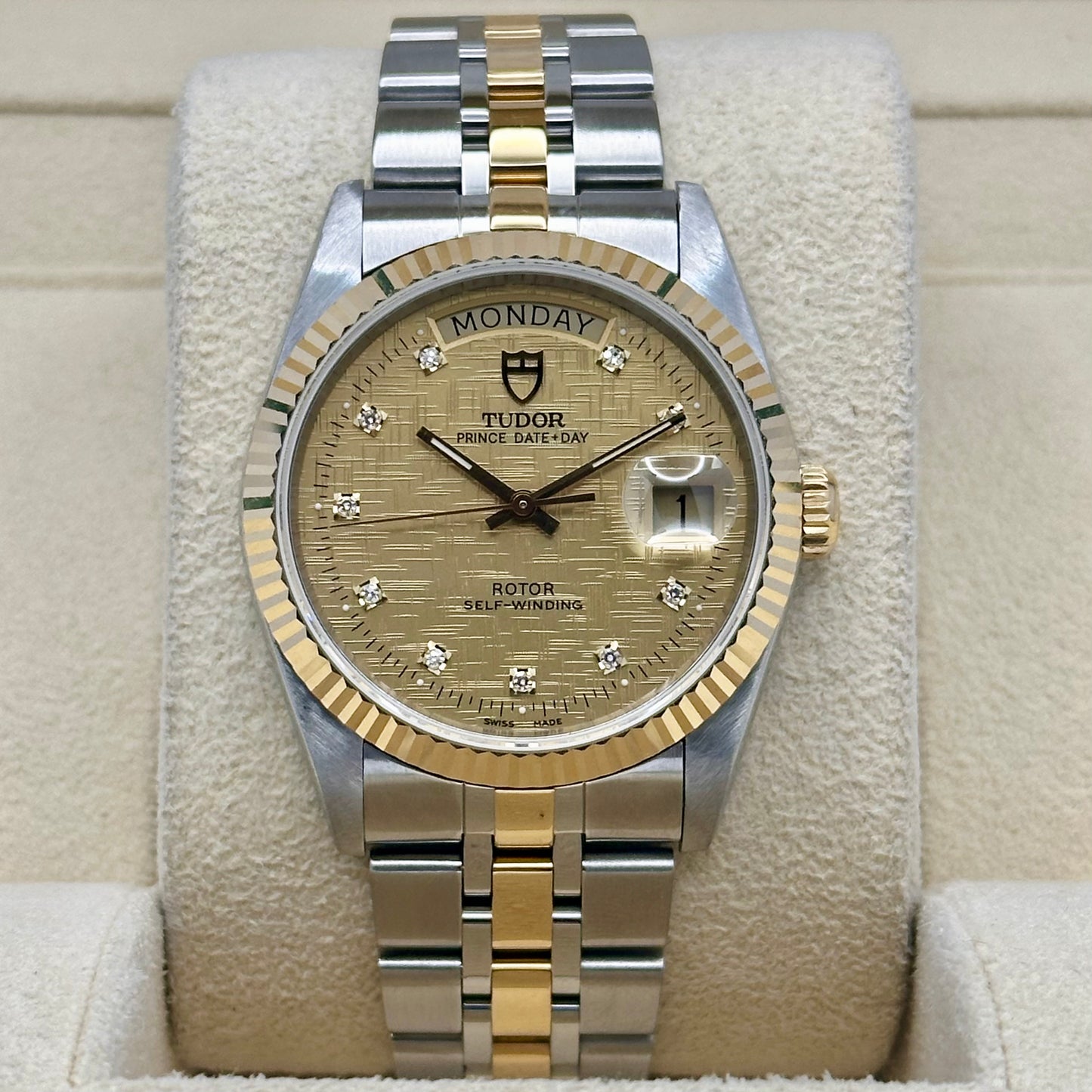 Prince Day-Date 36 Champagne Diamond Dial Ref 76213G 2000