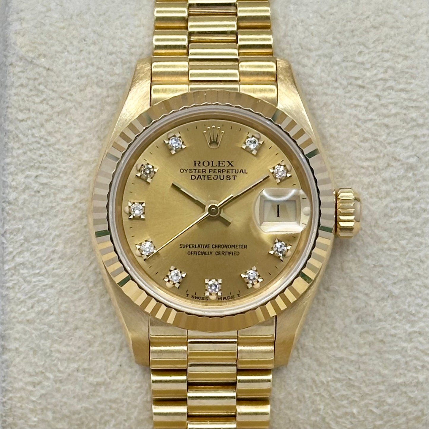Lady-Datejust 26 Champagne Diamond 18K Yellow Gold President Ref 69178 1993