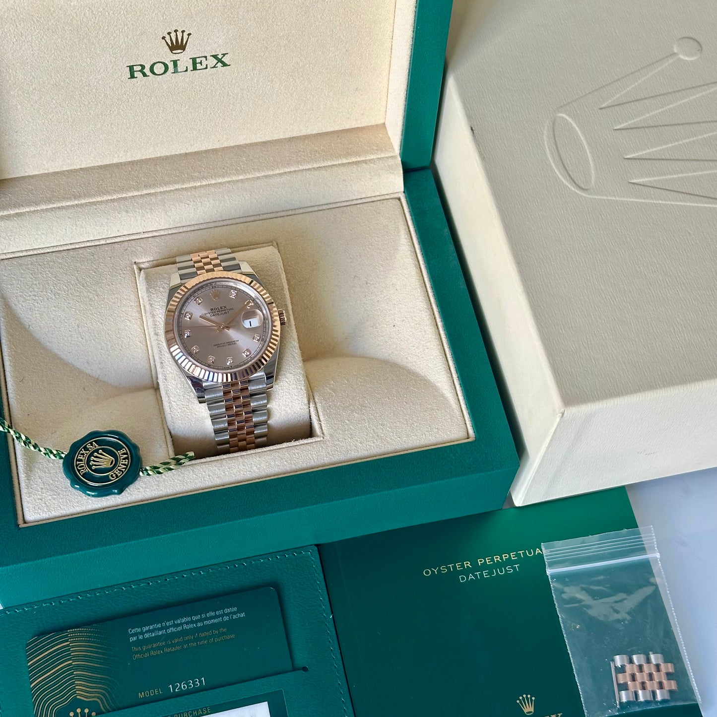 Rolex Datejust 41 Sundust Diamond 18K Rose Gold Ref 126331