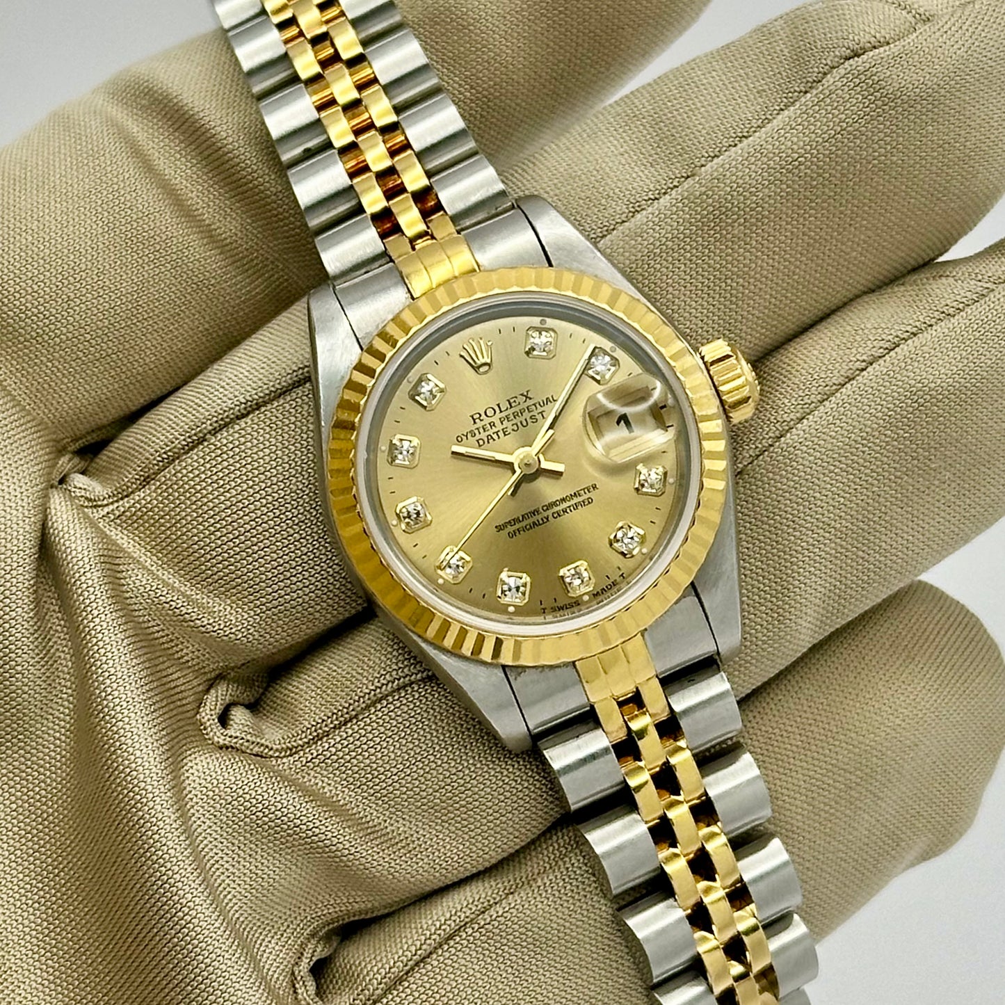 Lady-Datejust 26 Champagne Big Diamond Ref 69173 1995