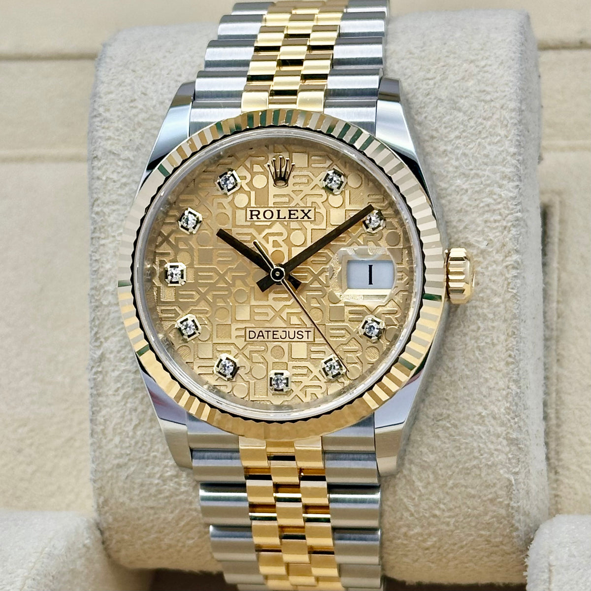 Datejust 36 Champagne Anniversary Diamond Dial 18K Yellow Gold Ref 126233 2021