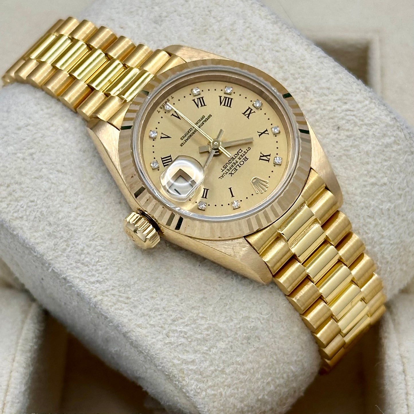 Lady-Datejust 26 Champagne Diamond 18K Yellow Gold President Ref 69178