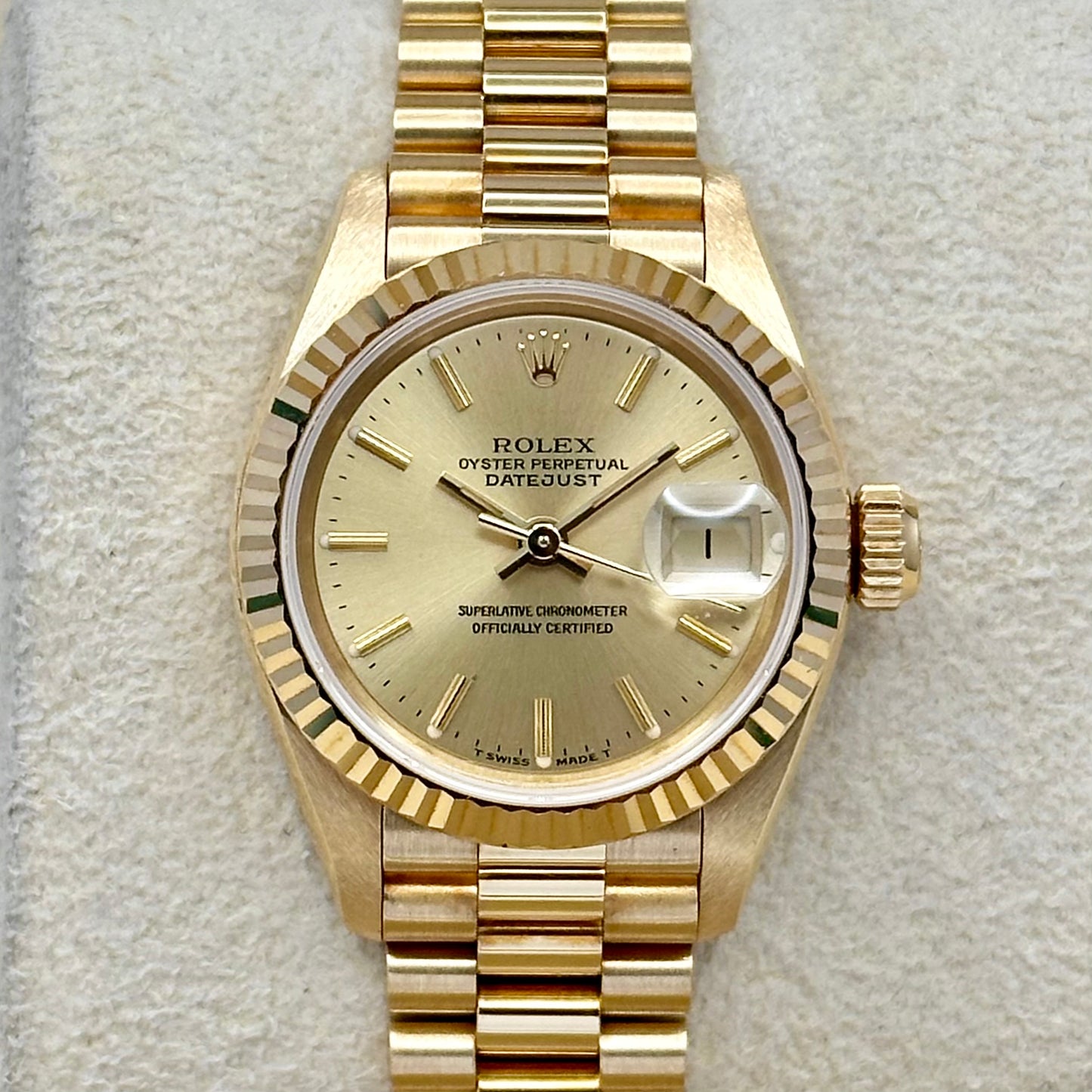 Lady-Datejust 26 Champagne 18K Yellow Gold President Ref 69178 1995