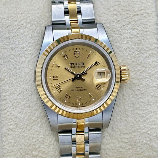 Tudor Princess Date 18K Yellow Gold Champagne Romans Ref 92413 2025