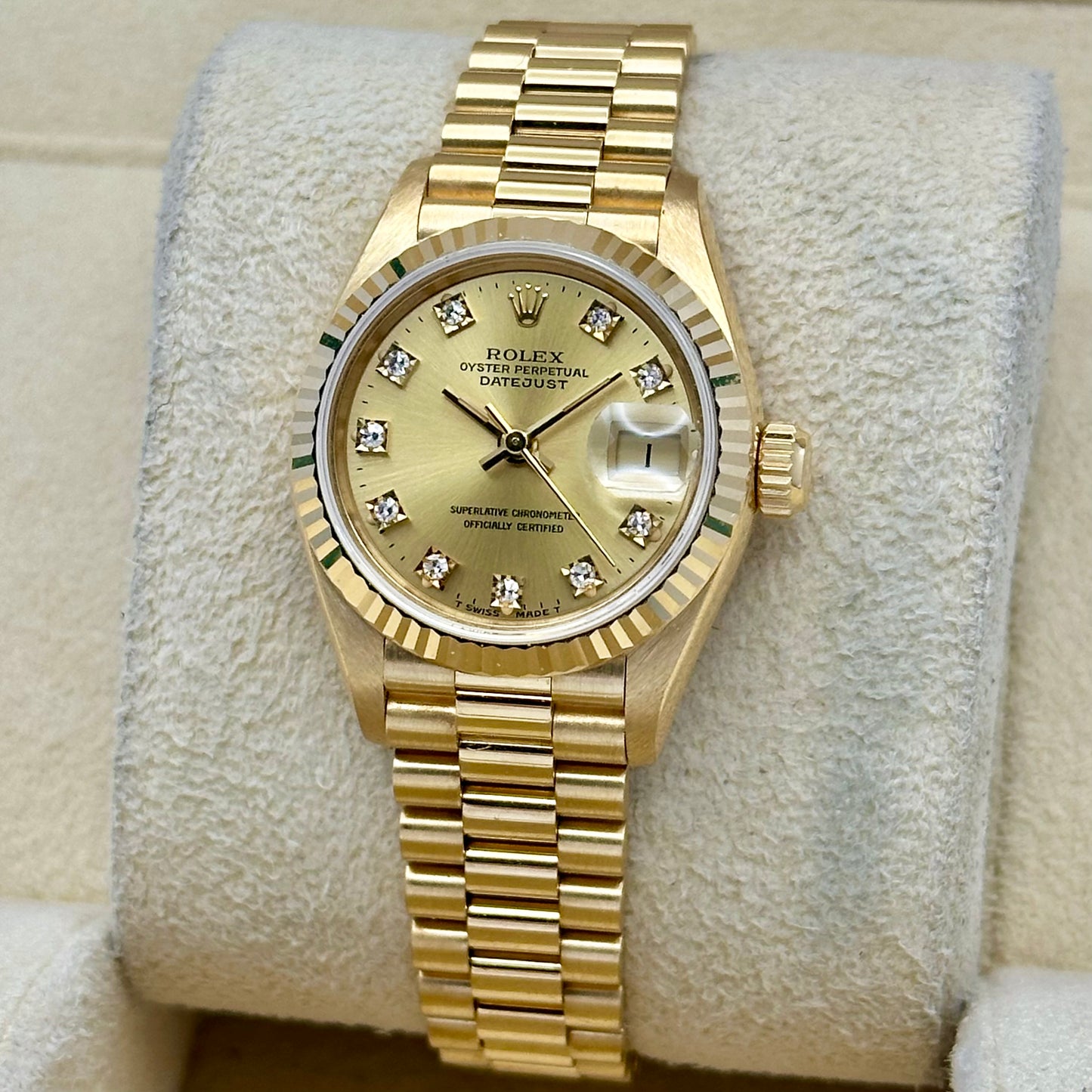 Lady-Datejust 26 Champagne Diamond 18K Yellow Gold President Ref 69178