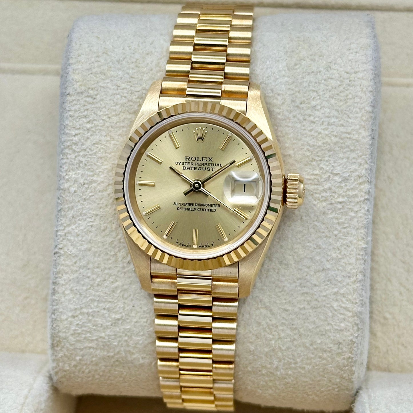 Lady-Datejust 26 Champagne 18K Yellow Gold President Ref 69178 1995