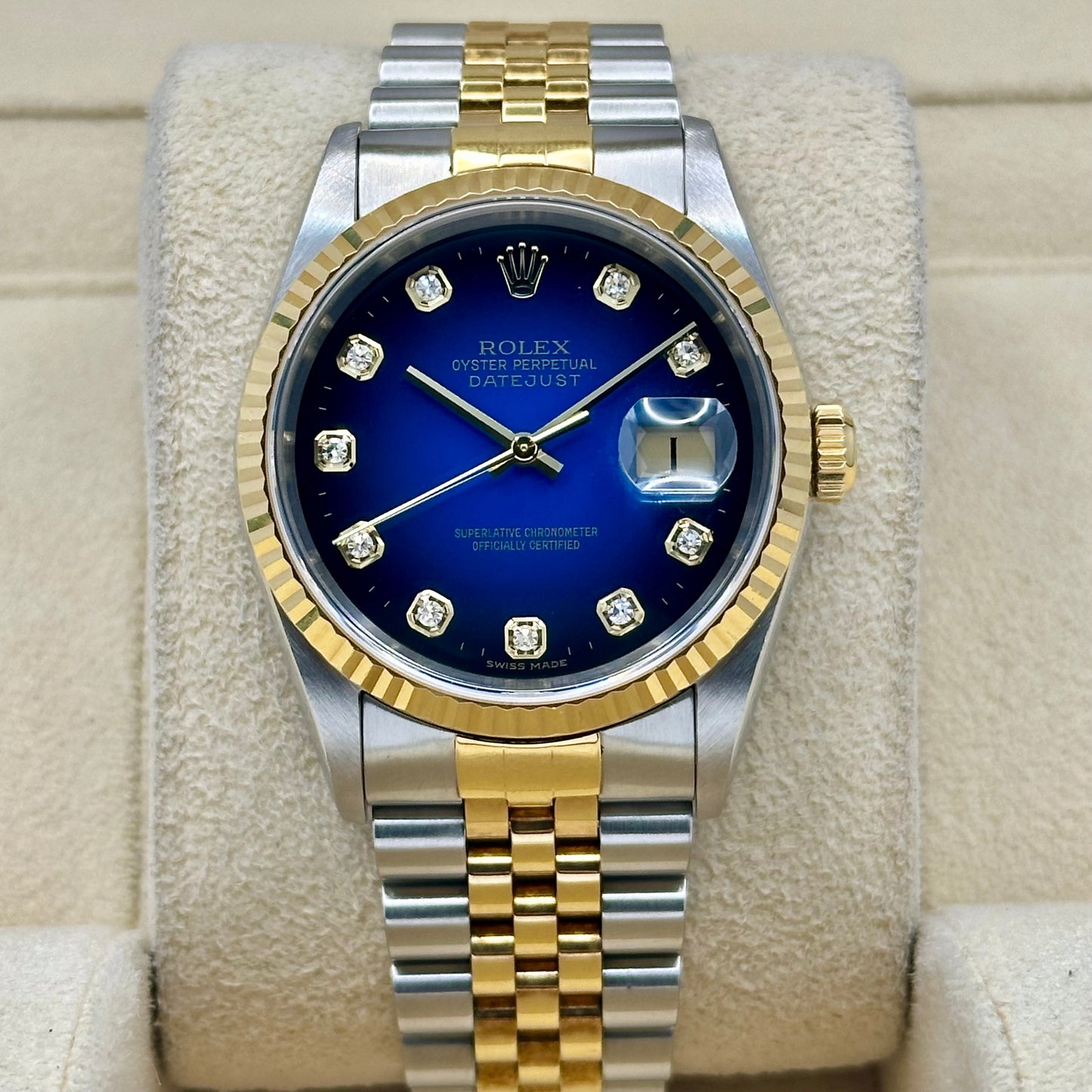 (ON HOLD) Datejust 36 Blue Vignette Diamond 18K Yellow Gold Ref 16233G 2000