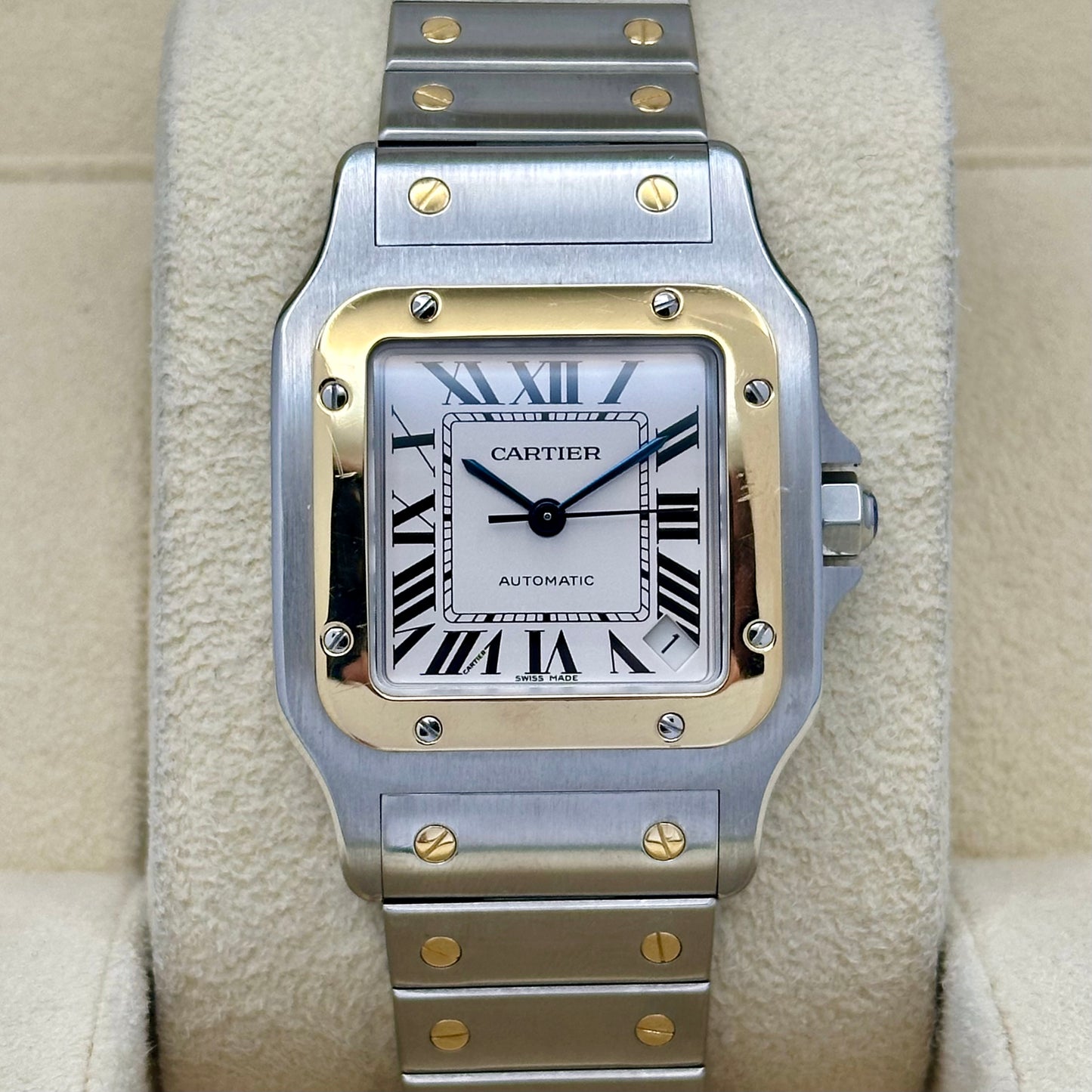 Santos Galbée Automatic XL White Romans 18K Yellow Gold Ref 2823 2008