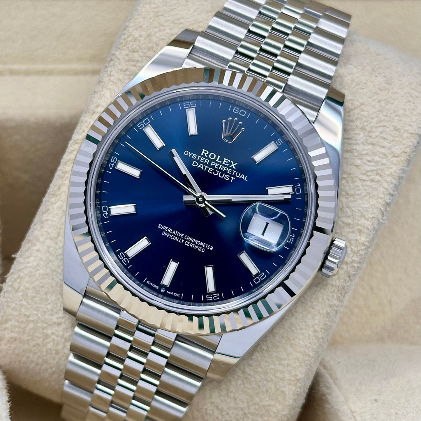 Datejust 41 Sunburst Blue 18K White Gold Ref 126334 2020