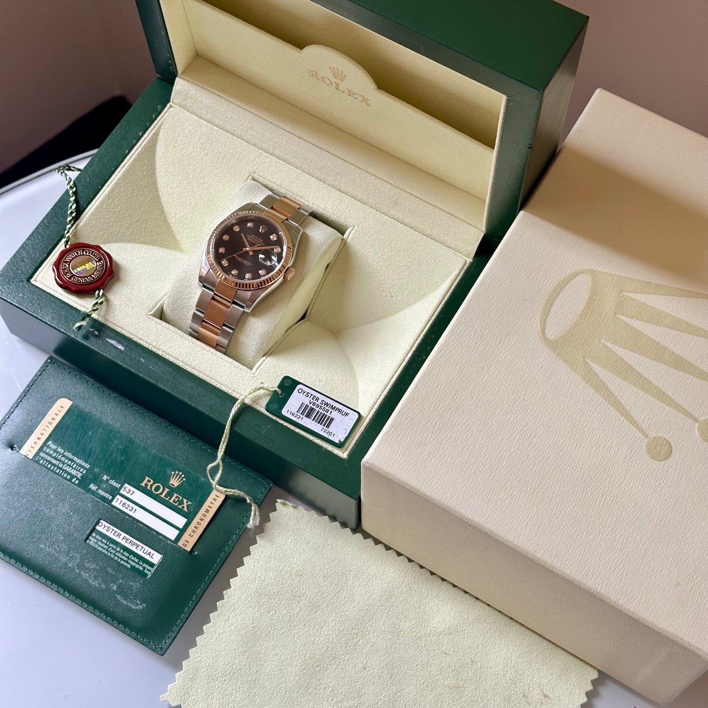 Datejust 36 Black Diamond Dial 18K Rose Gold Ref 116231