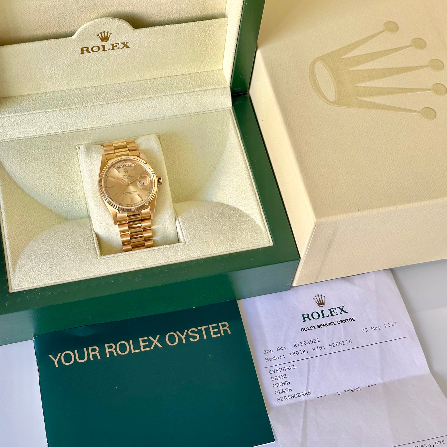 Day-Date 36 Champagne Stick 18K Yellow Gold Ref 18038