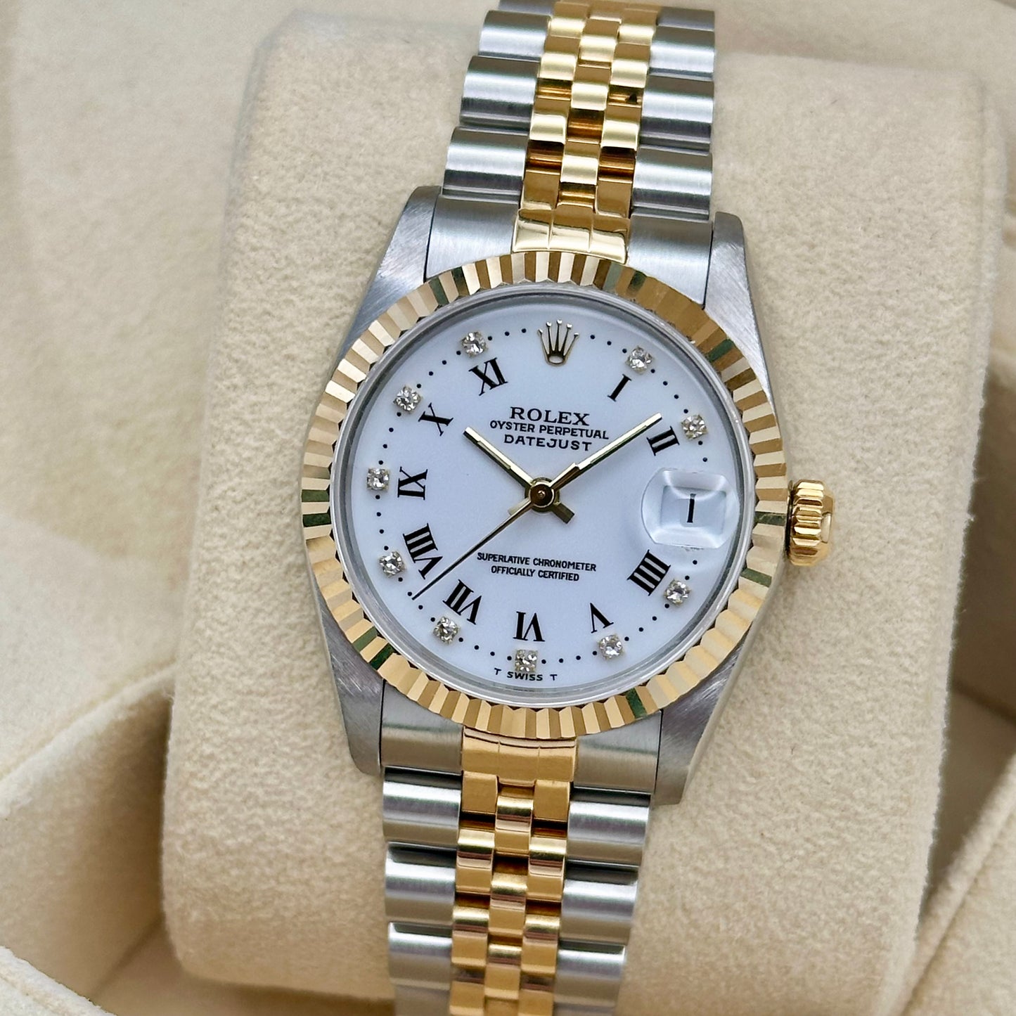Datejust 31 White Buckley Diamond Dial Ref 68273