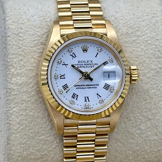 (ON HOLD) Lady-Datejust 26 White Diamond 18K Yellow Gold President Ref 69178