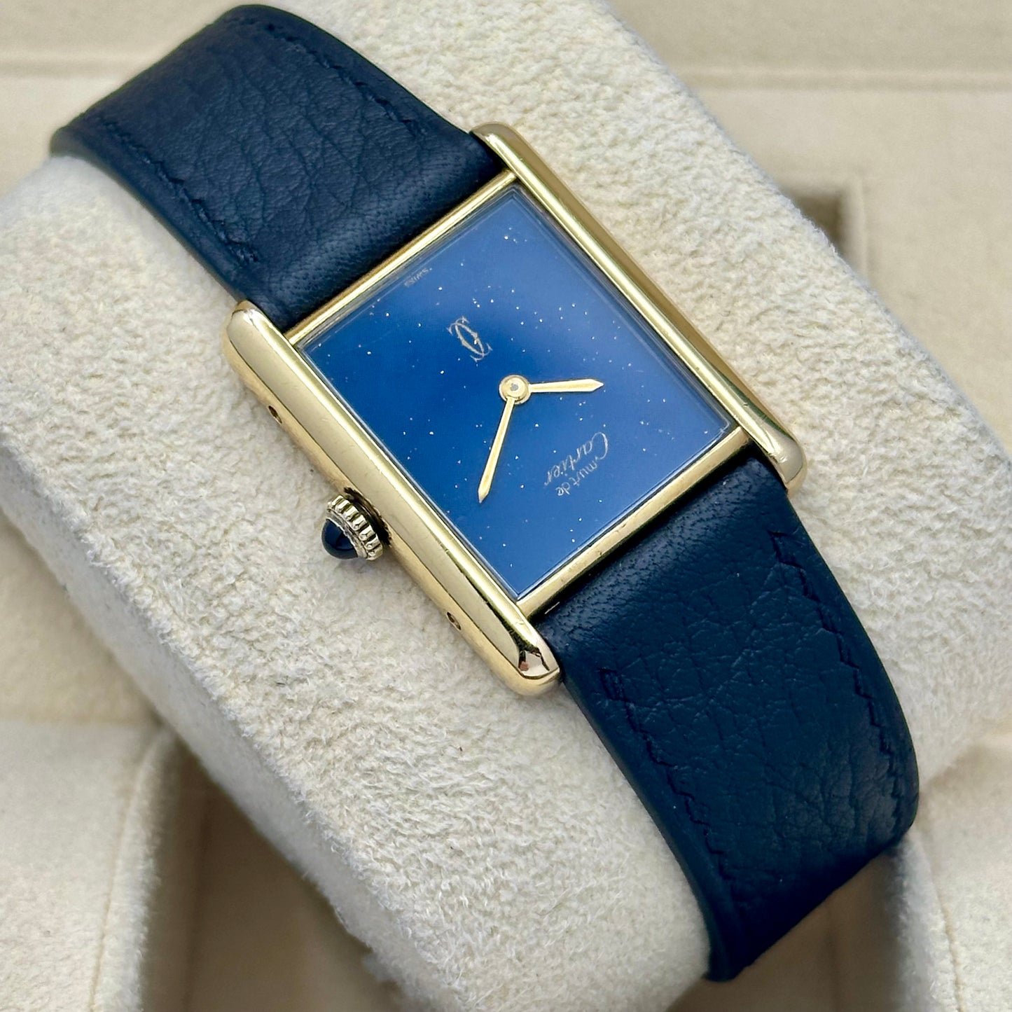 Tank Must De Cartier Large Lapis Blue Dial Manual Winding