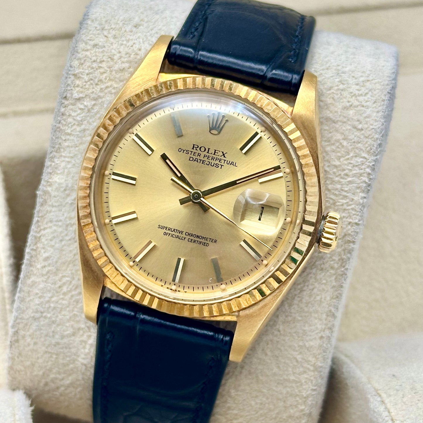 Datejust 36 Champagne 18K Yellow Gold Ref 1601/8 1977