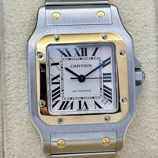 Santos Galbée Automatic XL White Romans 18K Yellow Gold Ref 2823 2008