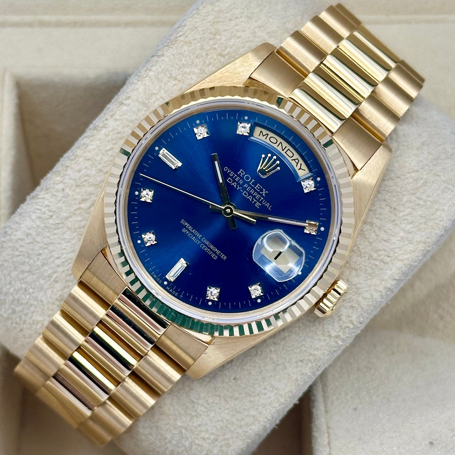 Day-Date 36 Sunburst Blue Diamond 18K Yellow Gold Ref 18238