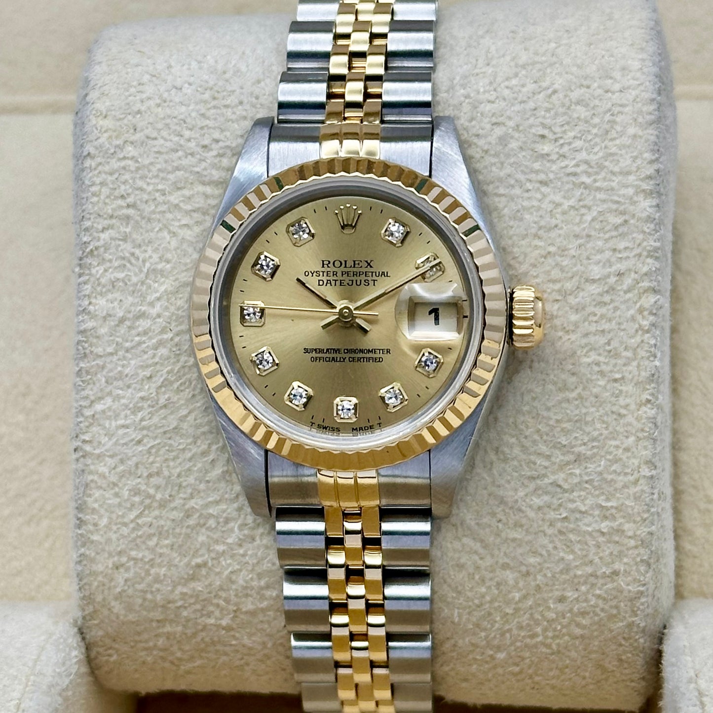 Lady-Datejust 26 18K Yellow Gold Champagne Big Diamond Ref 69173G 1995