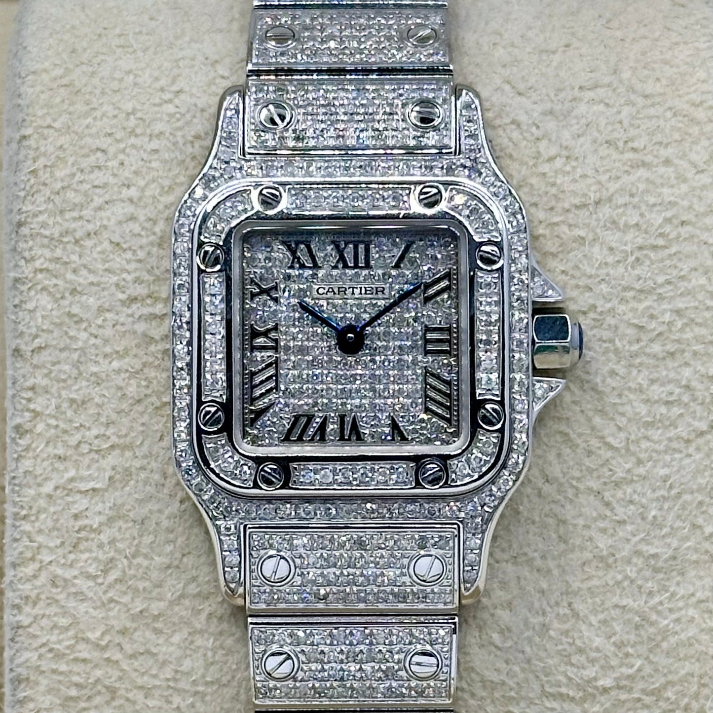 Santos Galbée Small Custom Diamond Set Ref 1565