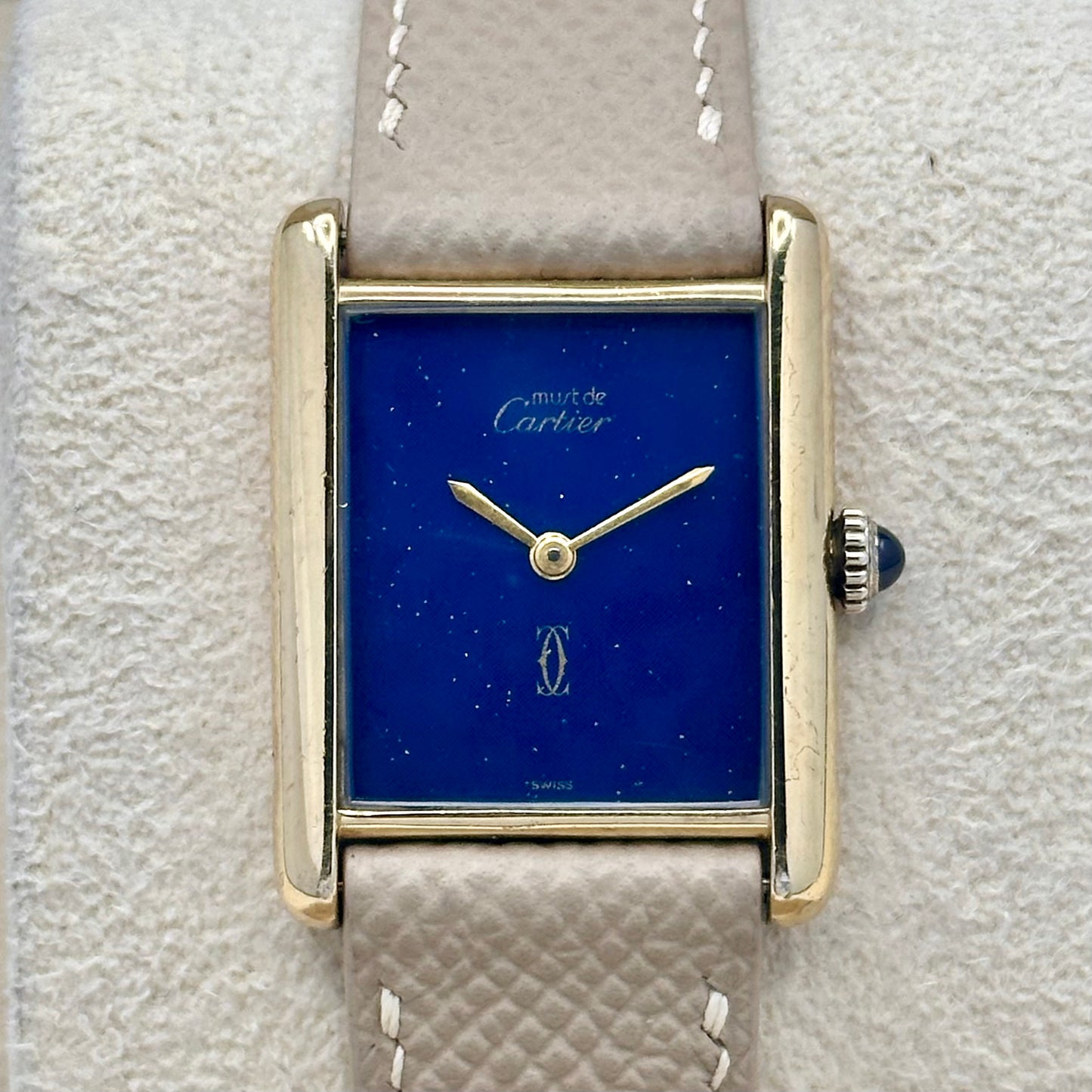 Tank Must De Cartier Large Lapis Blue Dial Manual Winding
