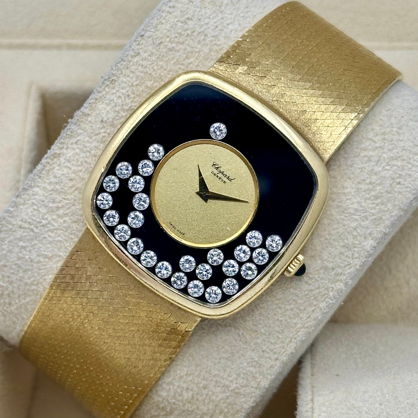Happy Diamonds Black Onyx 18K Yellow Gold Manual Winding Ref 2106