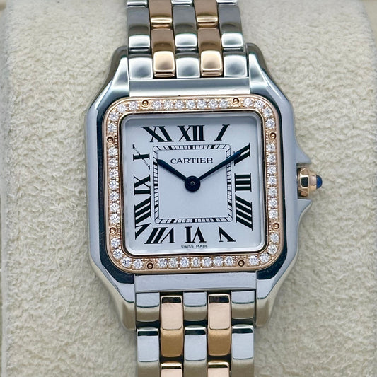 Panthére Medium Factory Diamond Bezel 18K Rose Gold White Romans Ref W3PN0007 2024