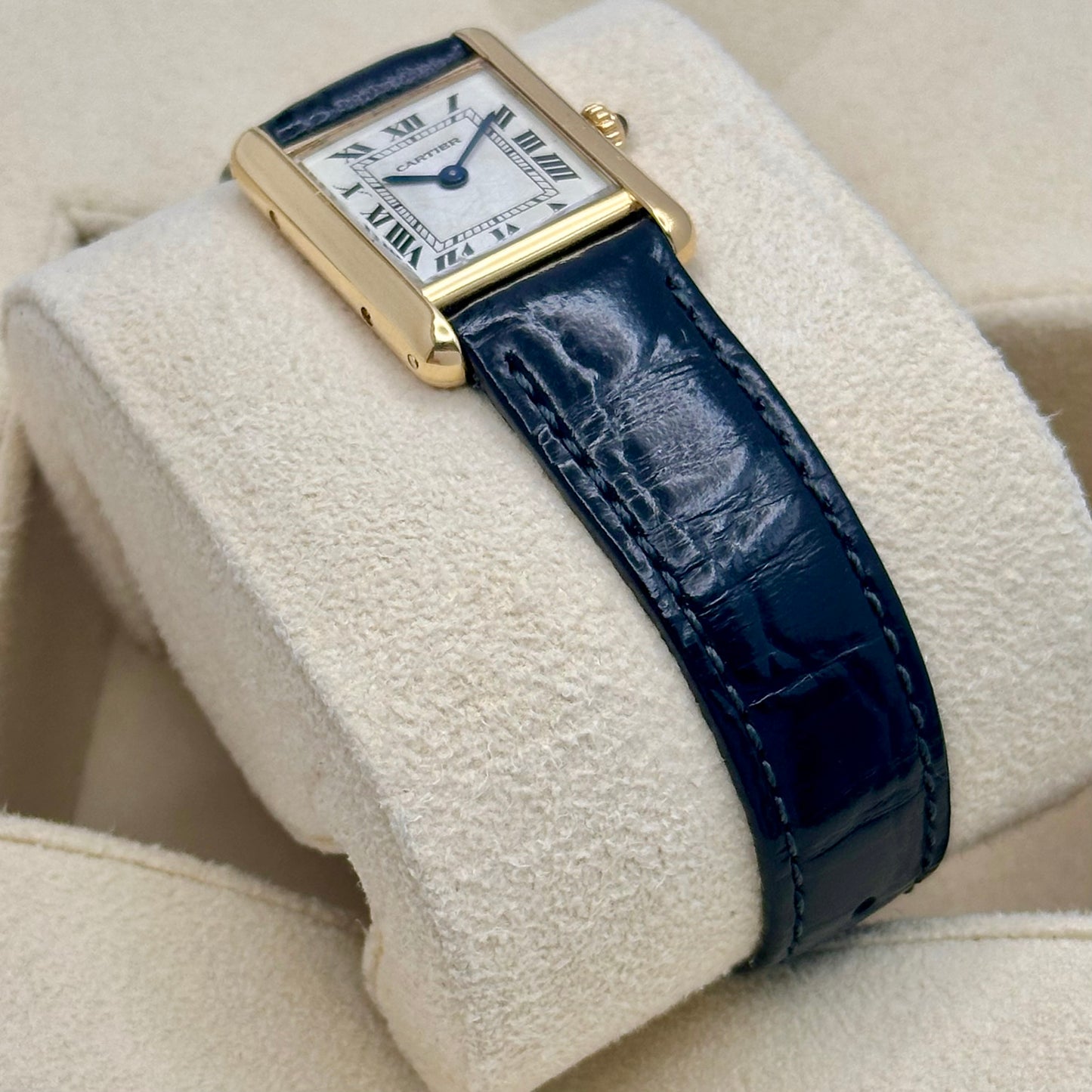 Tank Louis Cartier Small 18K Yellow Gold White Romans Ref 866001 1989