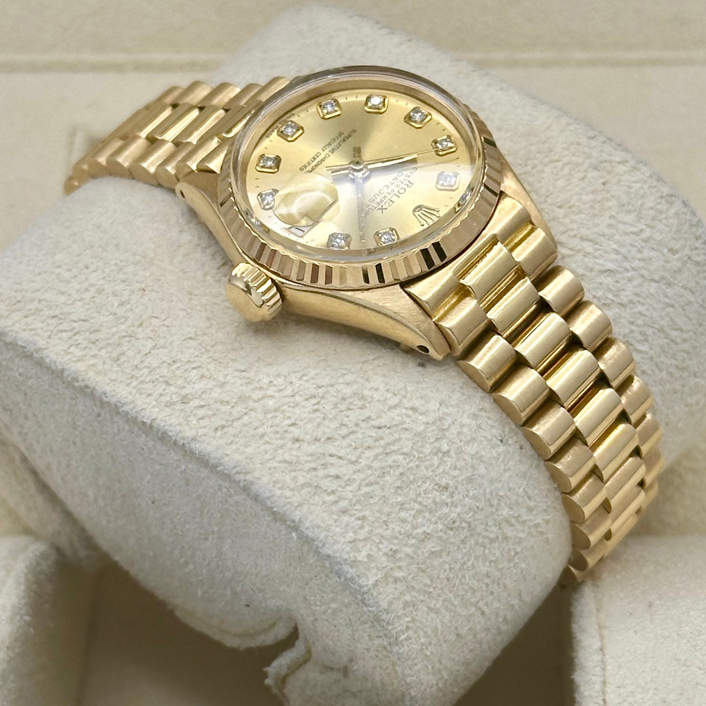 Lady-Datejust 26 Champagne Diamond 18K Yellow Gold President Ref 6917/8