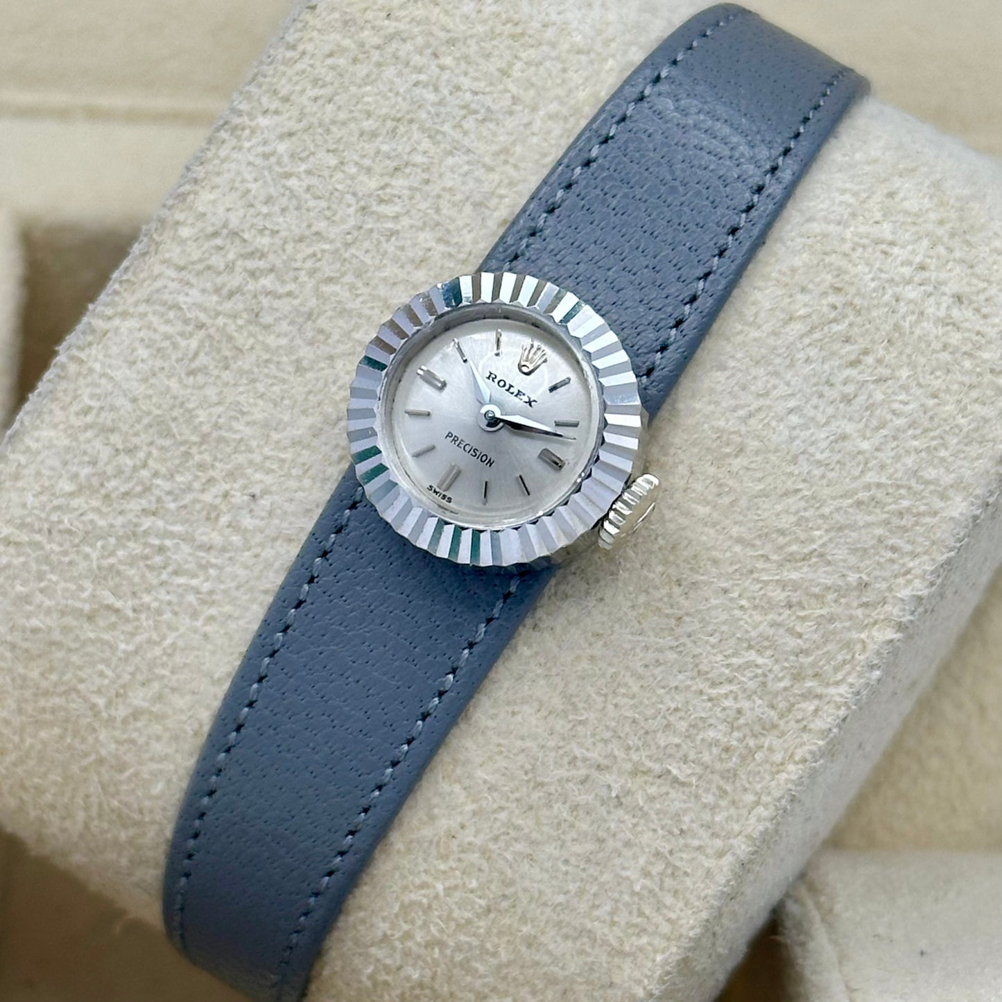 Precision 18K White Gold Fluted Bezel Ref 8788 1970