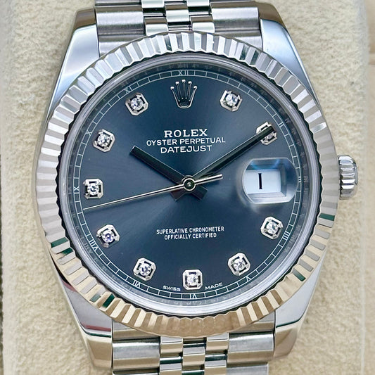 Datejust 41 Rhodium Diamond 18K White Gold Ref 126334 2018