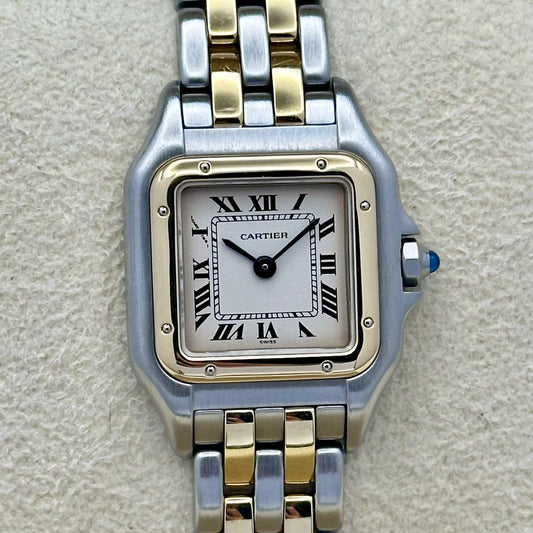 (ON HOLD) Panthére Small Two Row 18K Yellow Gold White Romans Ref 112 000R