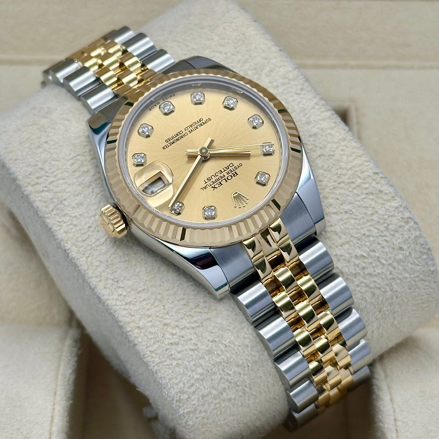 Datejust 31 Champagne Diamond Dial 18K Yellow Gold Ref 178273 2012