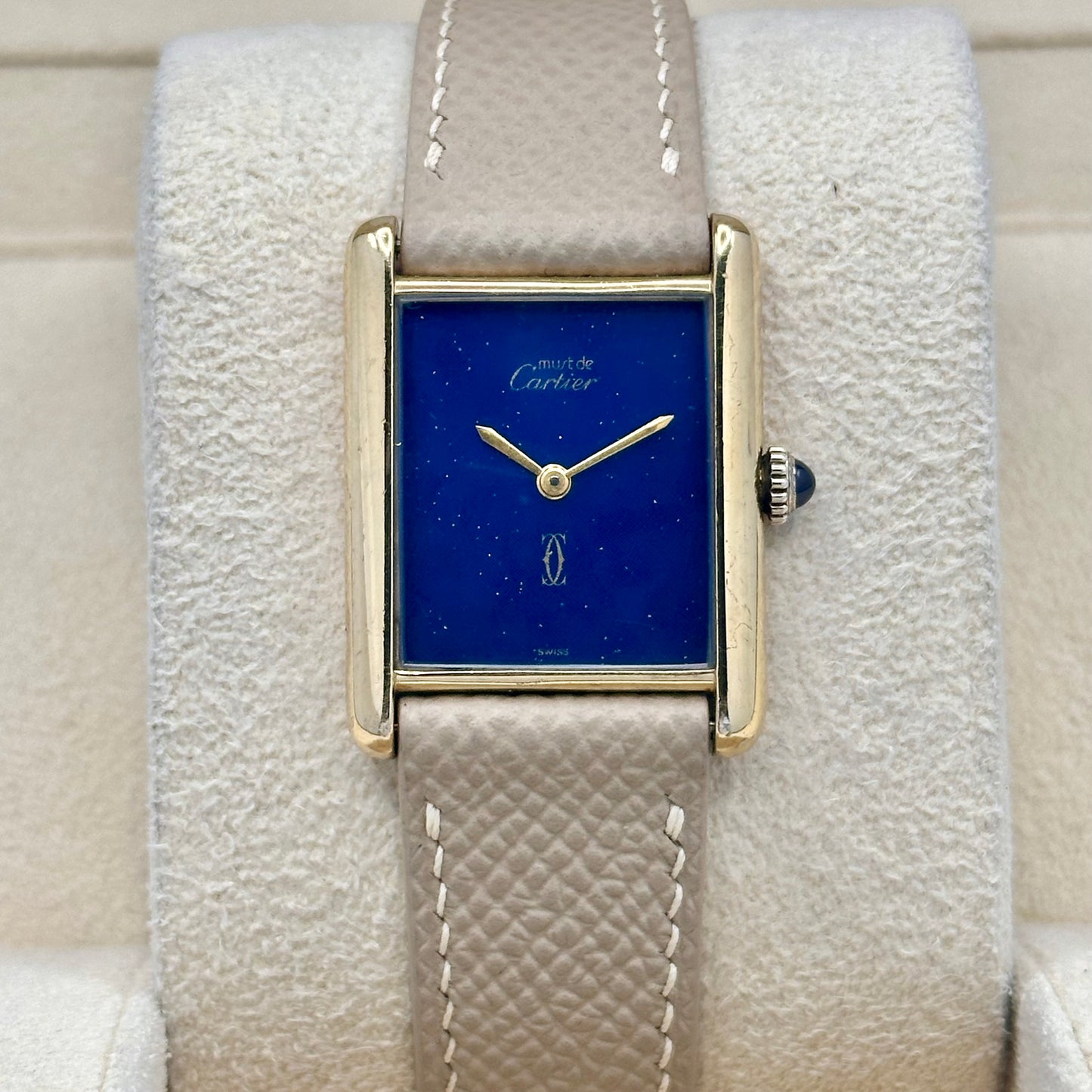 Tank Must De Cartier Large Lapis Blue Dial Manual Winding