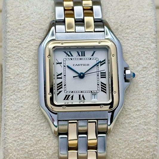 Panthére Medium Two Row 18K Yellow Gold White Romans Ref 1100