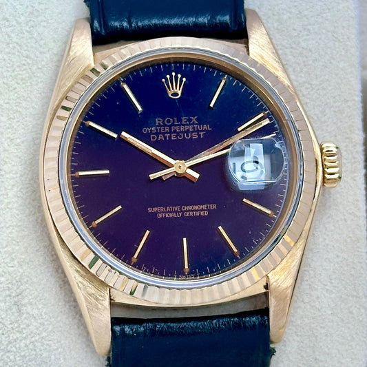 Datejust 36 Blue Enamel 18K Yellow Gold Ref 16018 1979