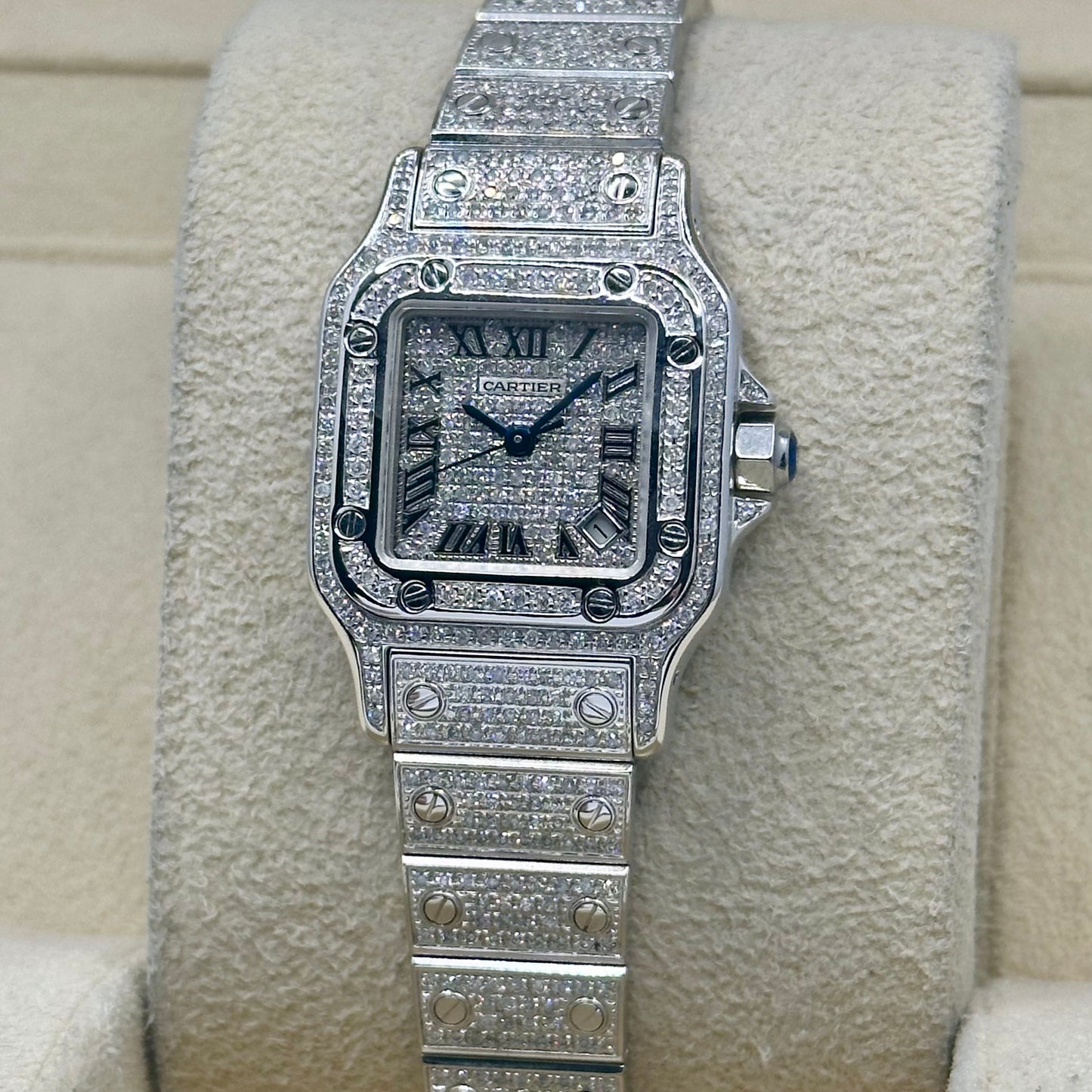 Santos Galbée Small Custom Diamond Set Ref 2423