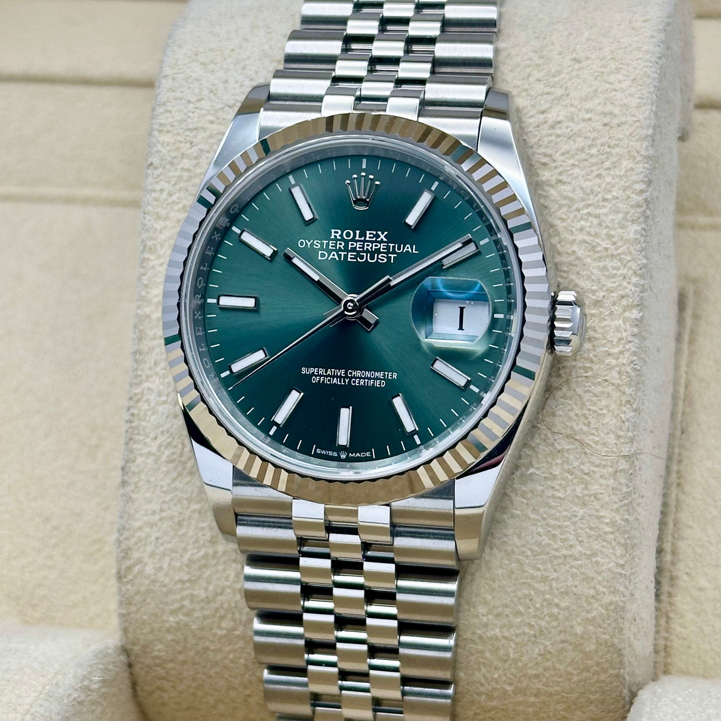Datejust 36 Mint Green 18K White Gold Ref 126234 2026