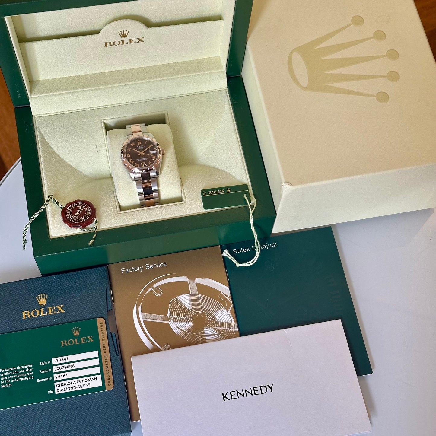 Datejust 31 Factory Diamond Bezel Chocolate Diamond Dial Ref 178341