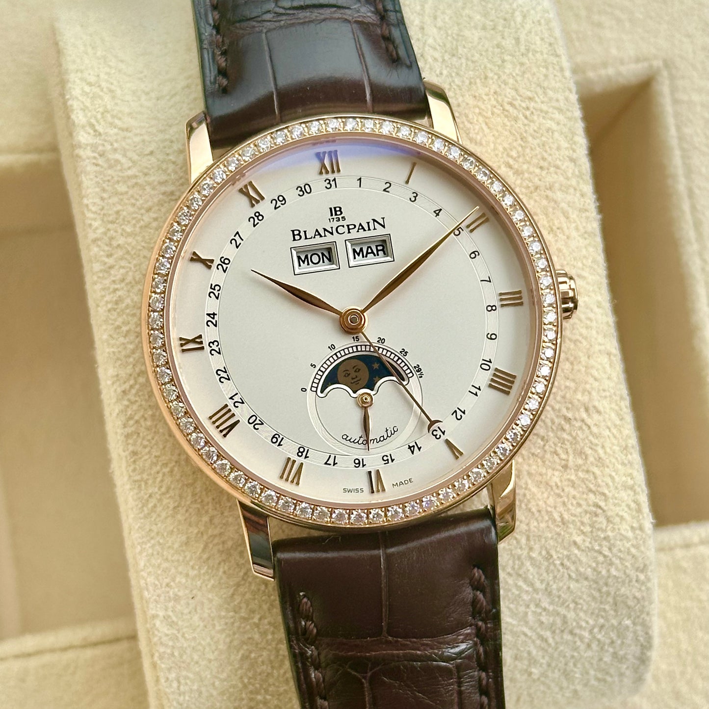 Villeret Quantième Complet Rose Gold Diamond Bezel 2021