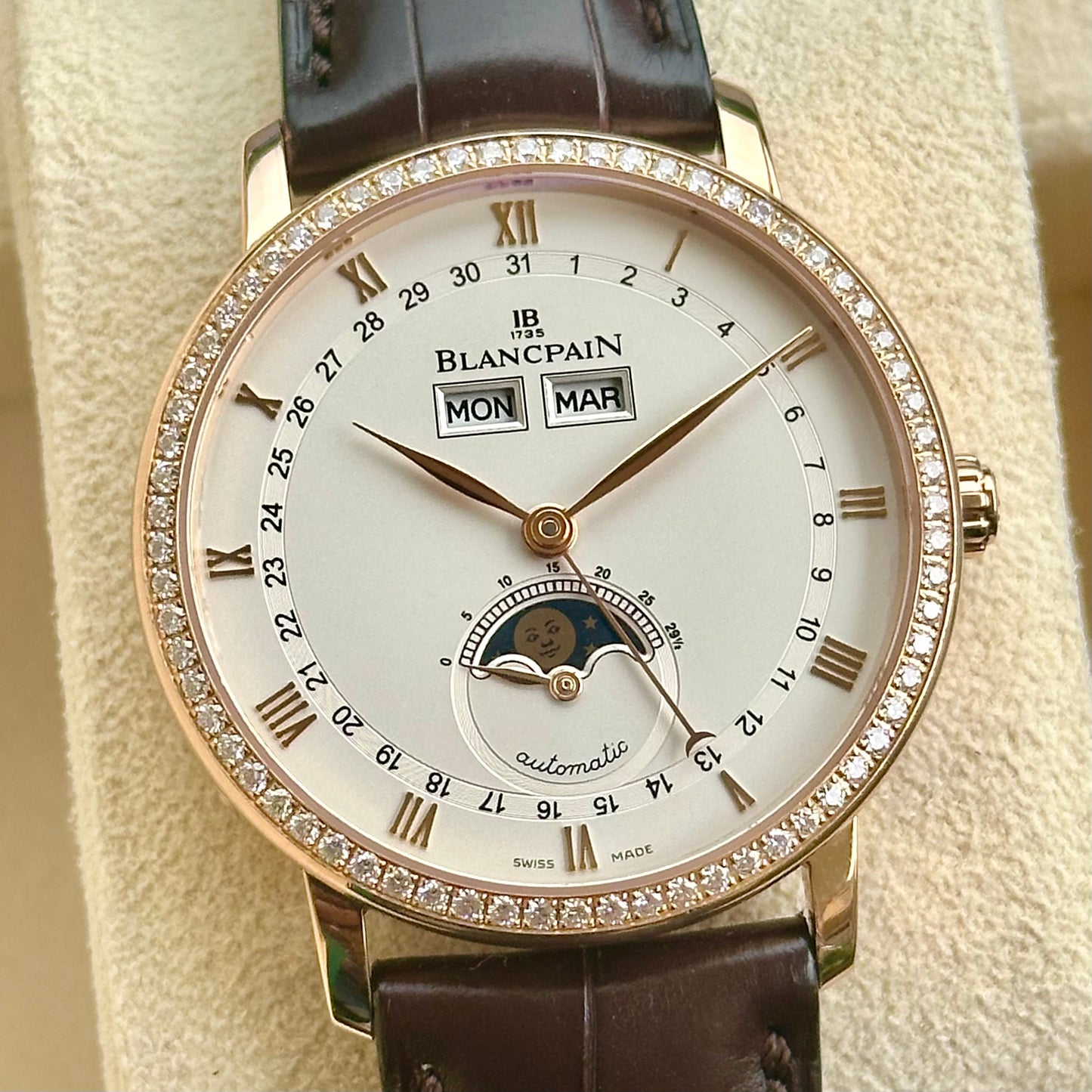 Villeret Quantième Complet Rose Gold Diamond Bezel 2021