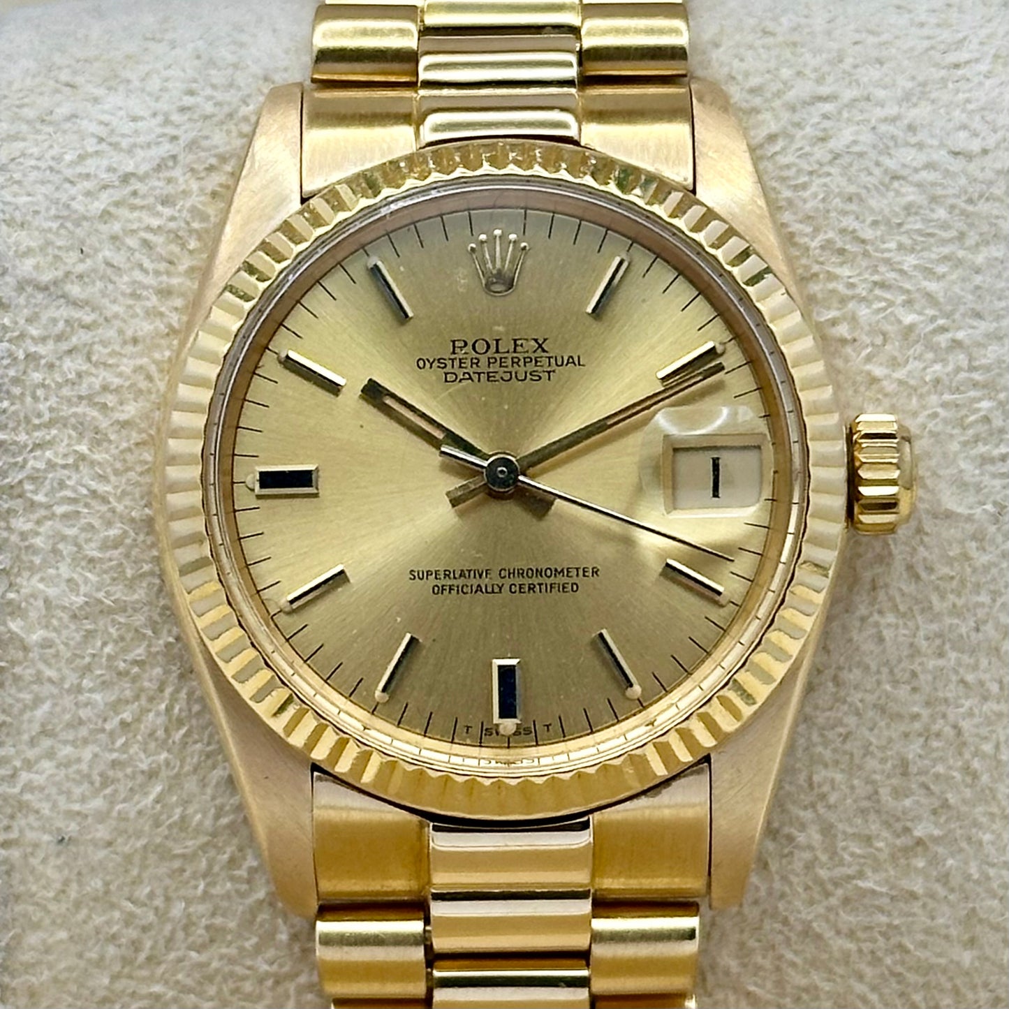 Datejust 31 Champagne 18K Yellow Gold President Ref 6827