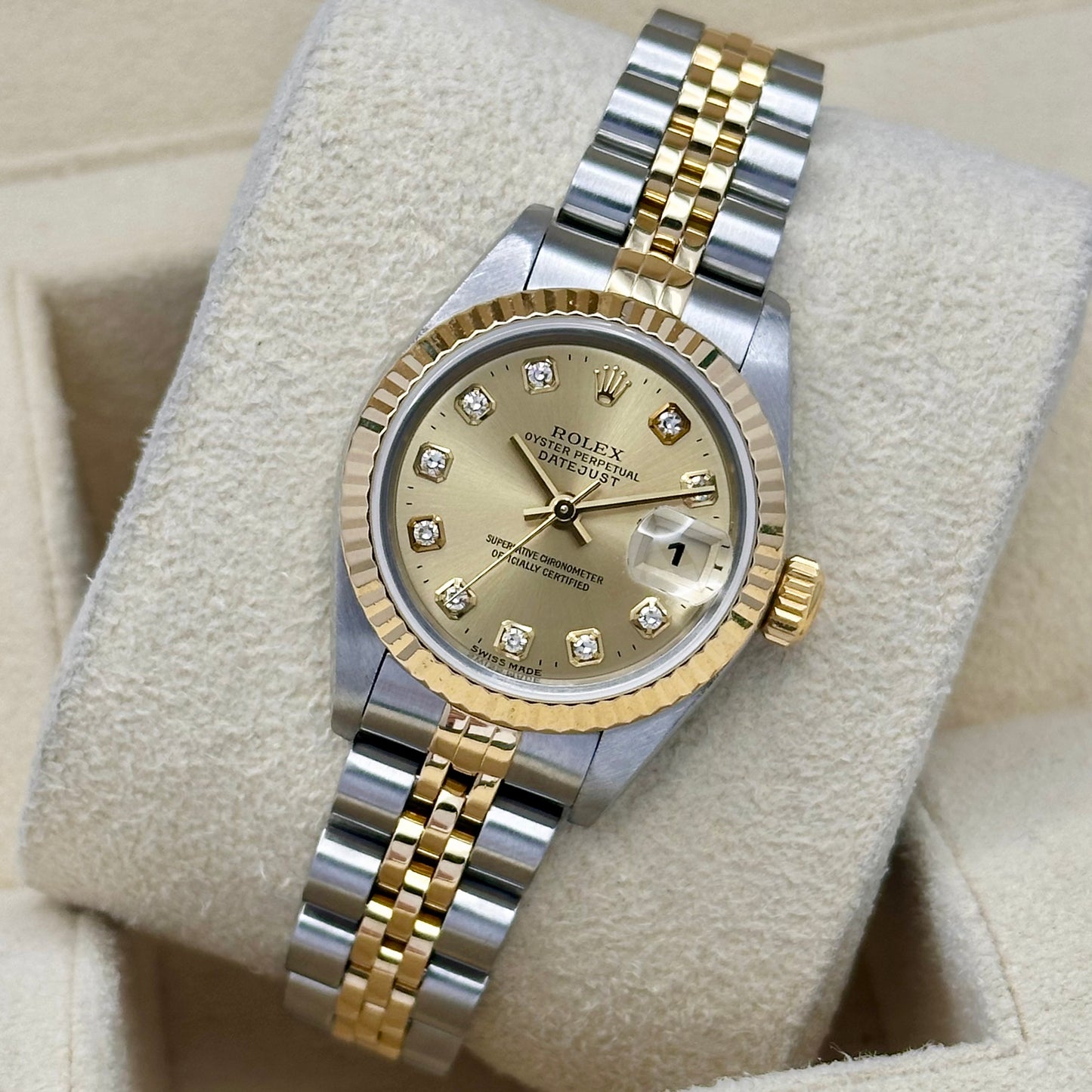 Lady-Datejust 26 18K Yellow Gold Champagne Big Diamond Ref 69173 1998