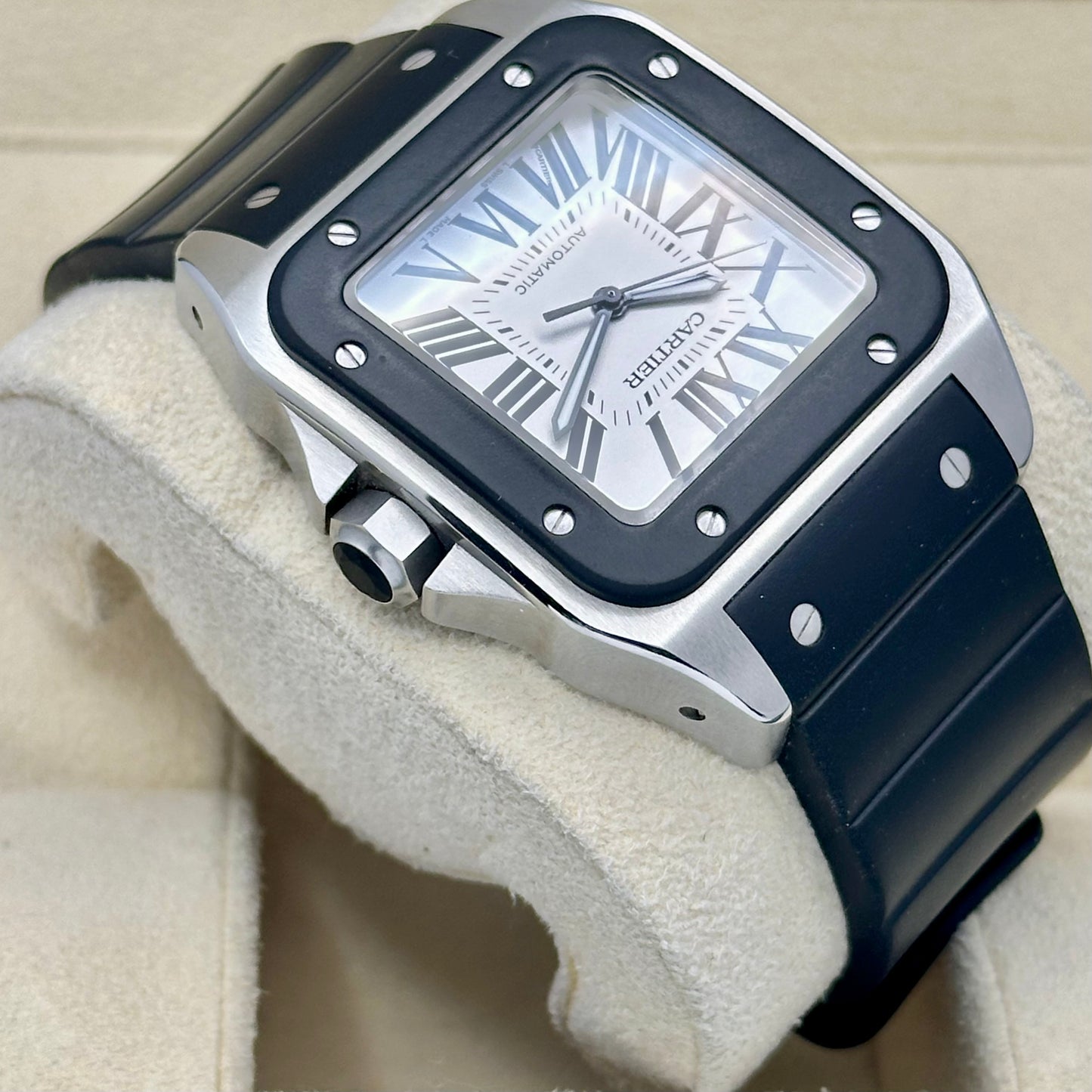Santos 100 XL Automatic Rubber White Romans Ref 2656 2016