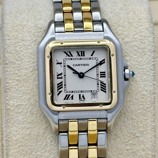 Panthére Medium Two Row 18K Yellow Gold White Romans Ref 1100