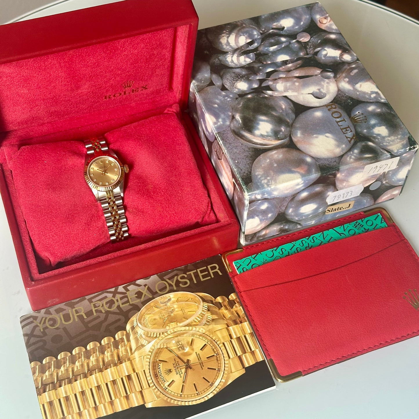 Oyster Perpetual 26 Champagne Diamond Dial 18K Yellow Gold Ref 67193 1991